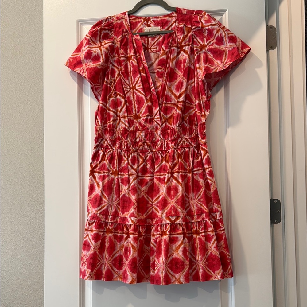 Anthropologie Vibrant Red Patterned Somerset Dress size 1X